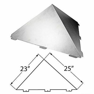 Metal snow splitter, sloped panels sized 23 in and 25 in with tabs