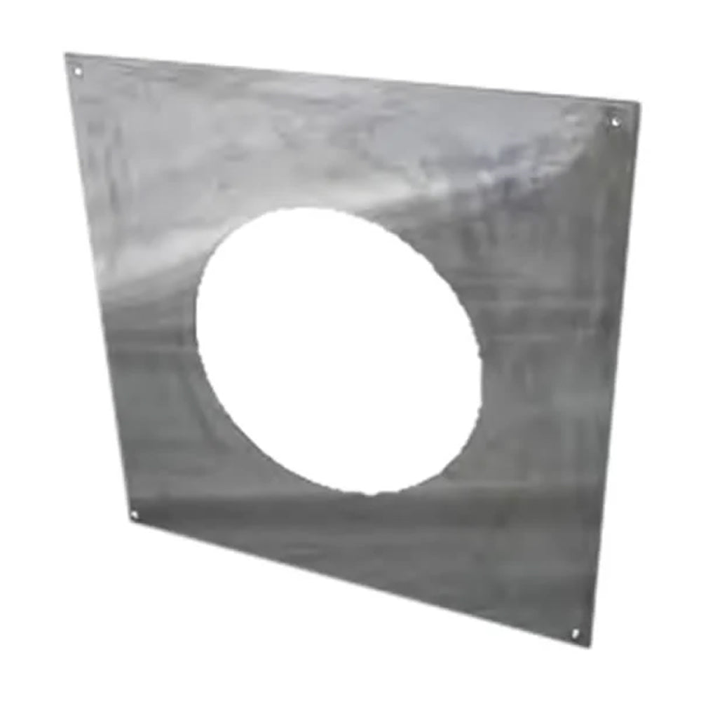 Stainless steel exterior wall thimble trim plate with round opening