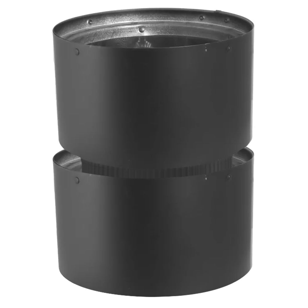 DuraBlack recessed stove collar adapter, 6-inch diameter, dark metal with lip ring.