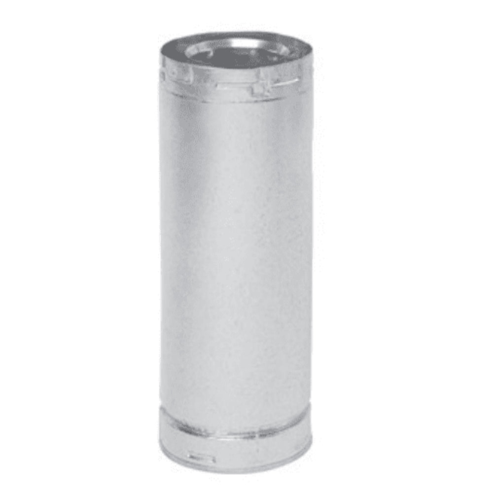 24-inch rigid stove pipe, silver metal straight section with flanged ends