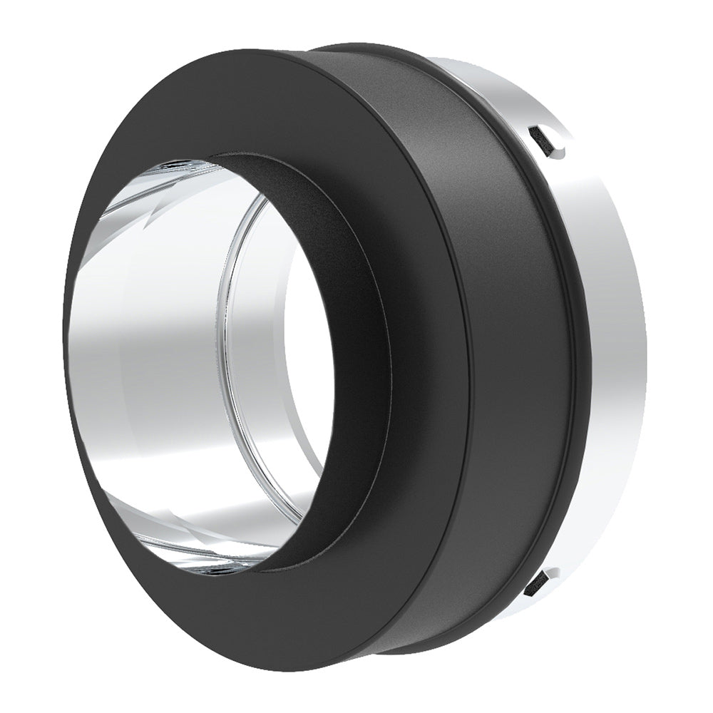 Black single-wall chimney pipe adapter with round collar and silver inner