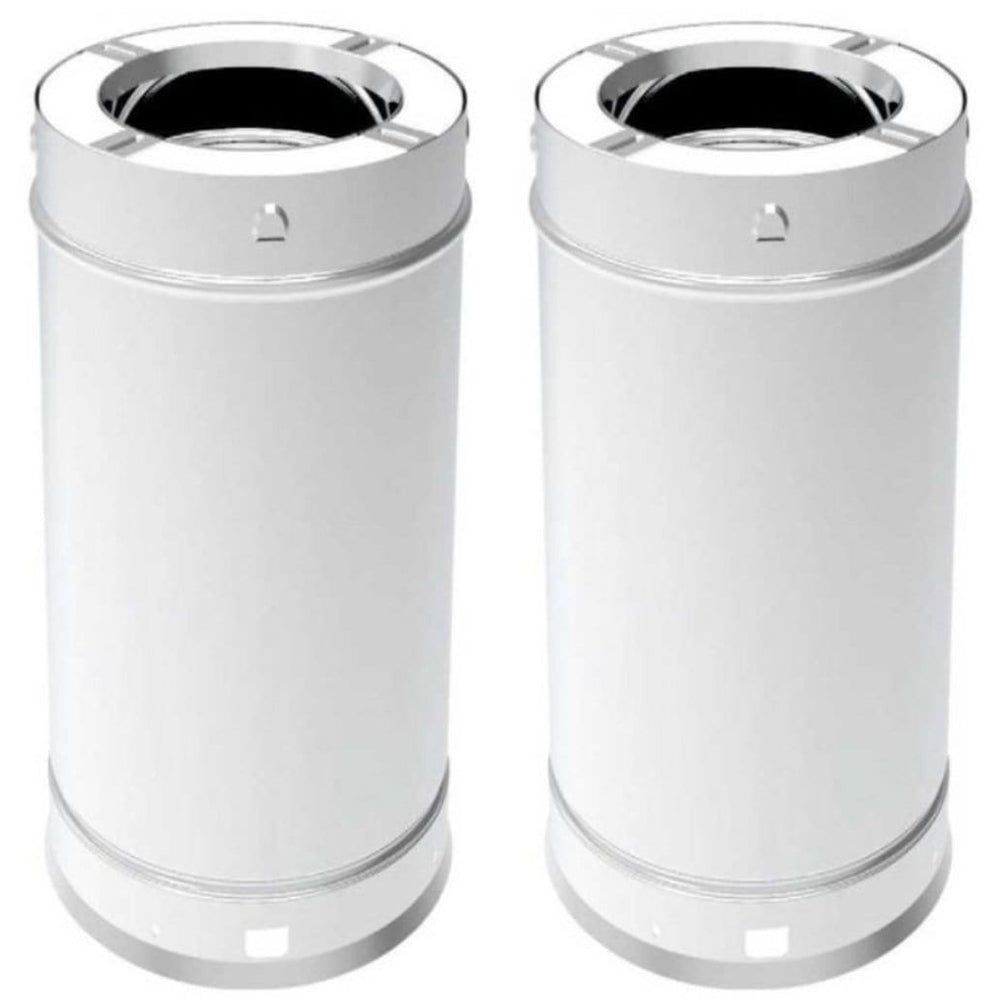 Stainless steel chimney pipe sections, 12-inch length, with locking collar, 2-pack