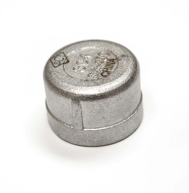 Stainless steel gas line cap, round cover with embossed markings