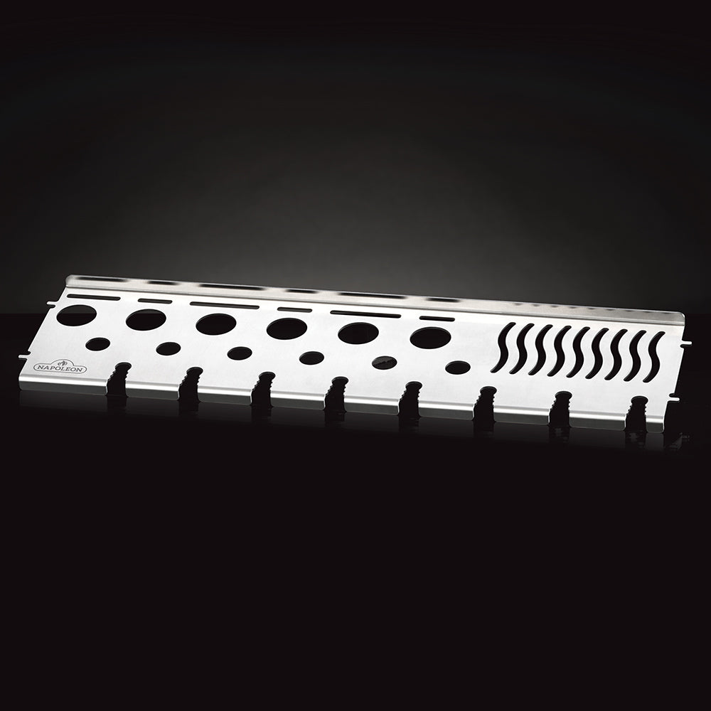 Multifunctional warming rack with hanging hooks and vented pattern, silver