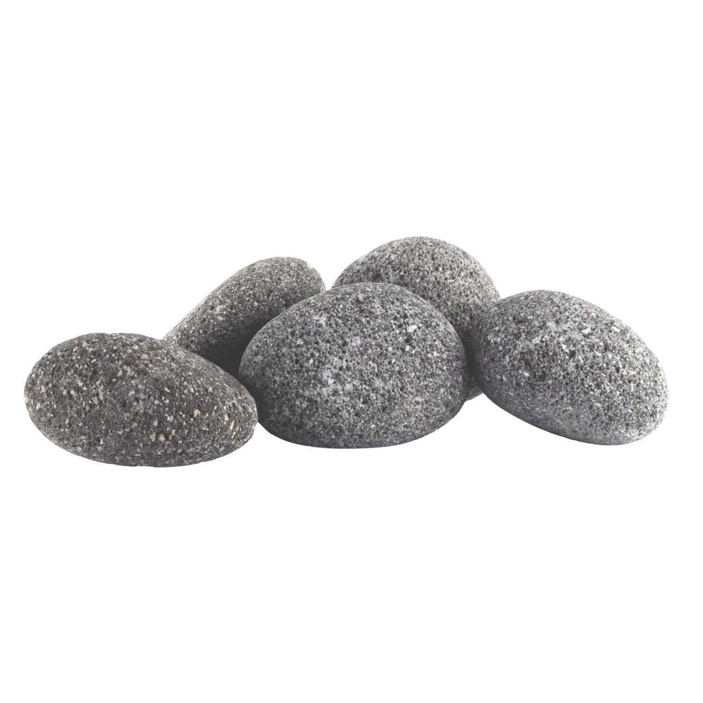Grey rolled lava stones, smooth rounded 1–2 in pieces