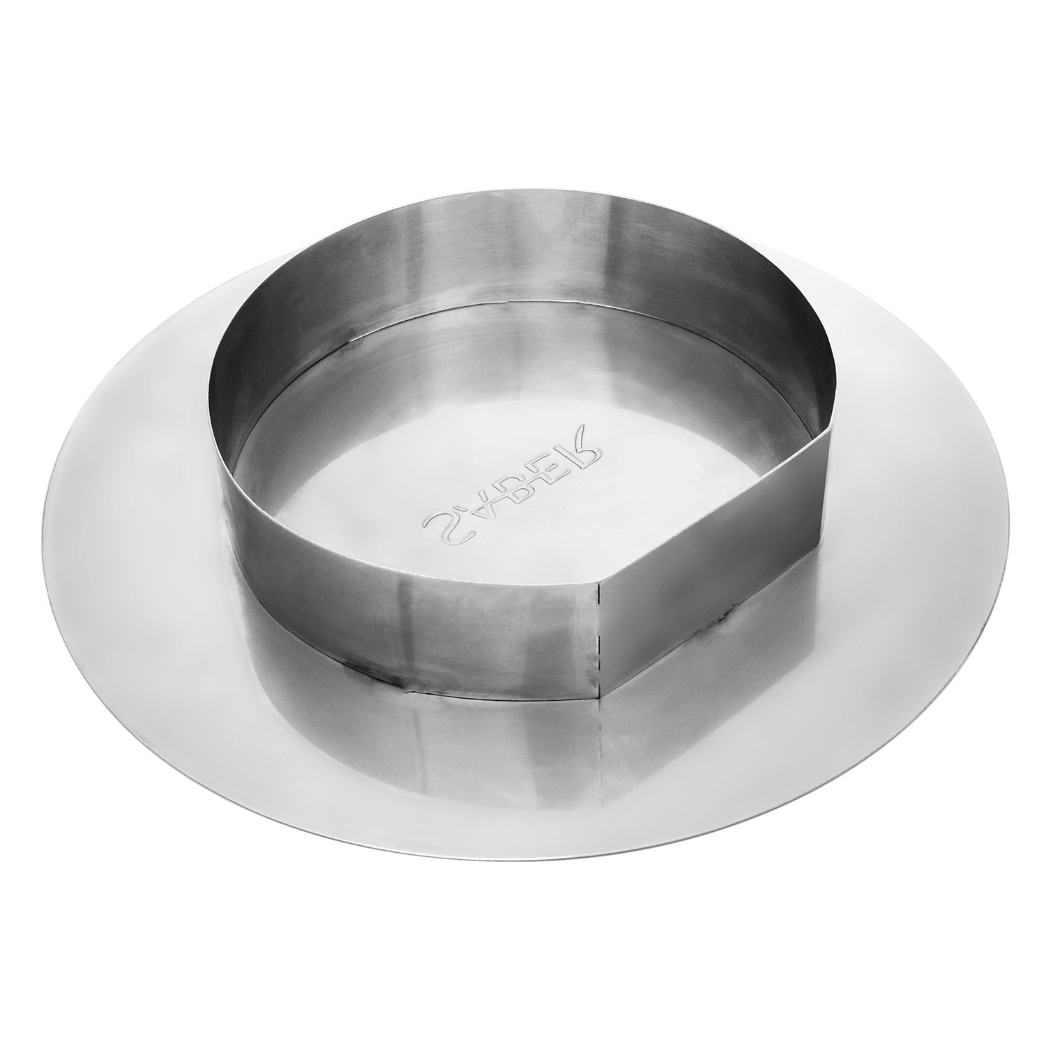 Stainless steel propane tank hole cover with circular rim and open center