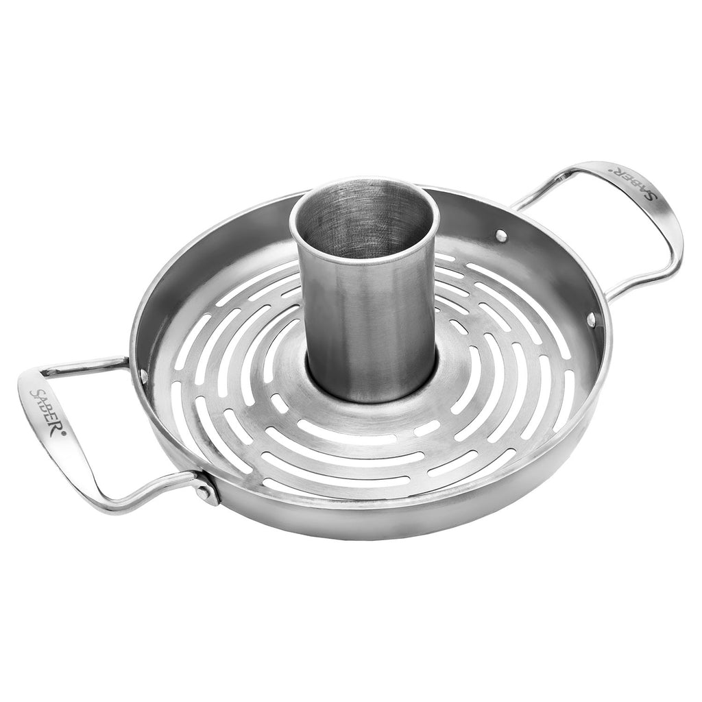 Stainless steel poultry roaster with perforated insert and side handles