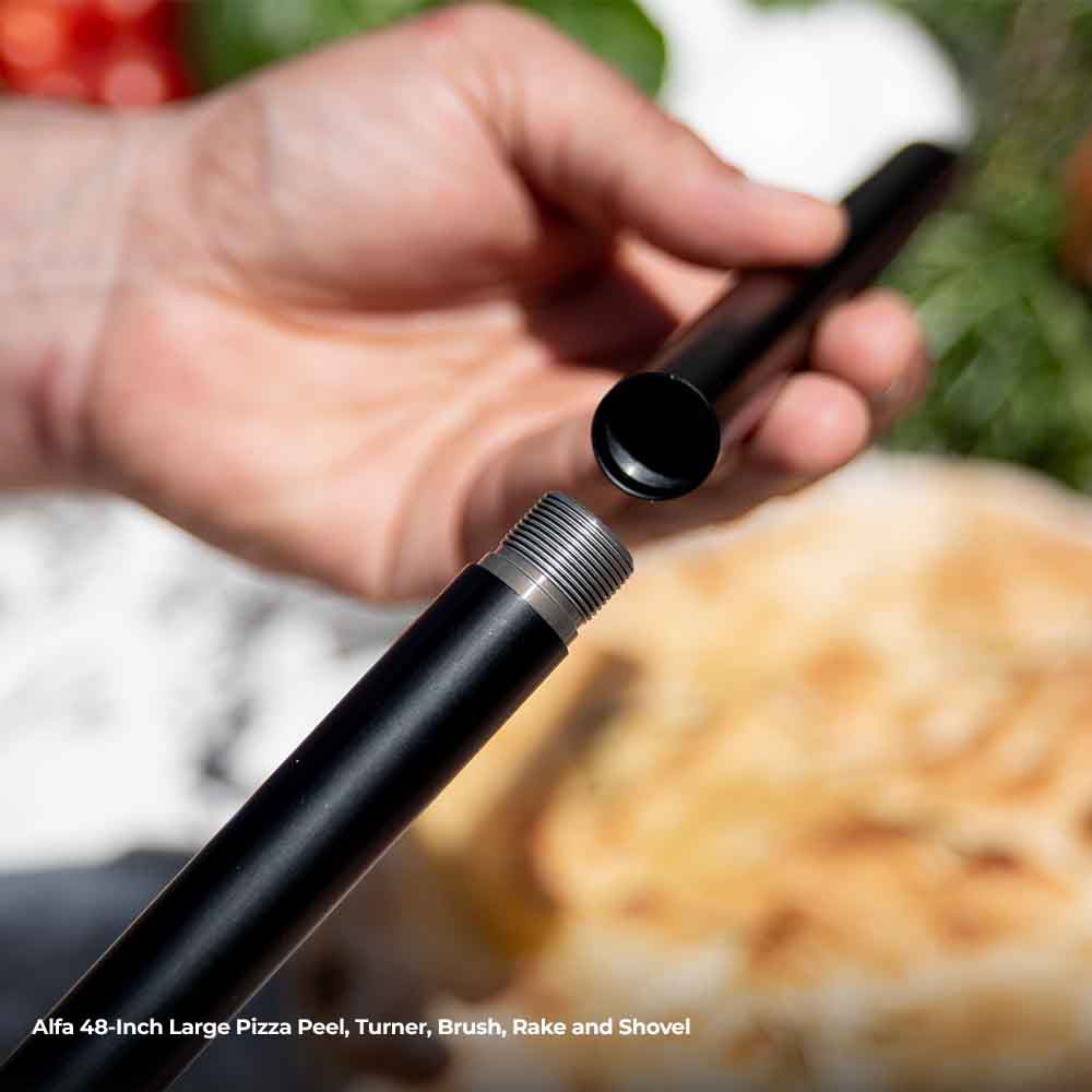 Black tool handle end with threaded attachment