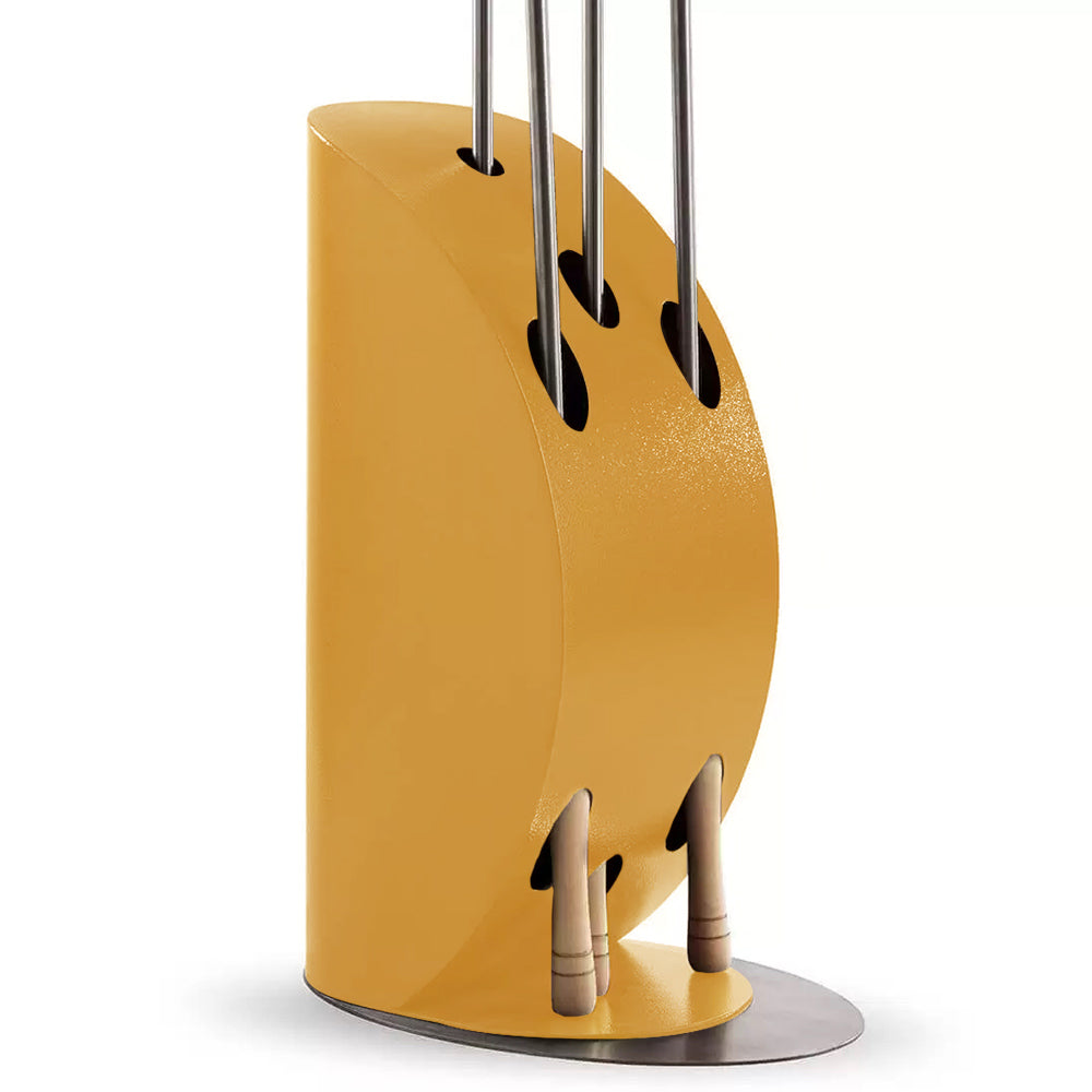 Imperial yellow pizza peel holder with two handles and three hanging slots