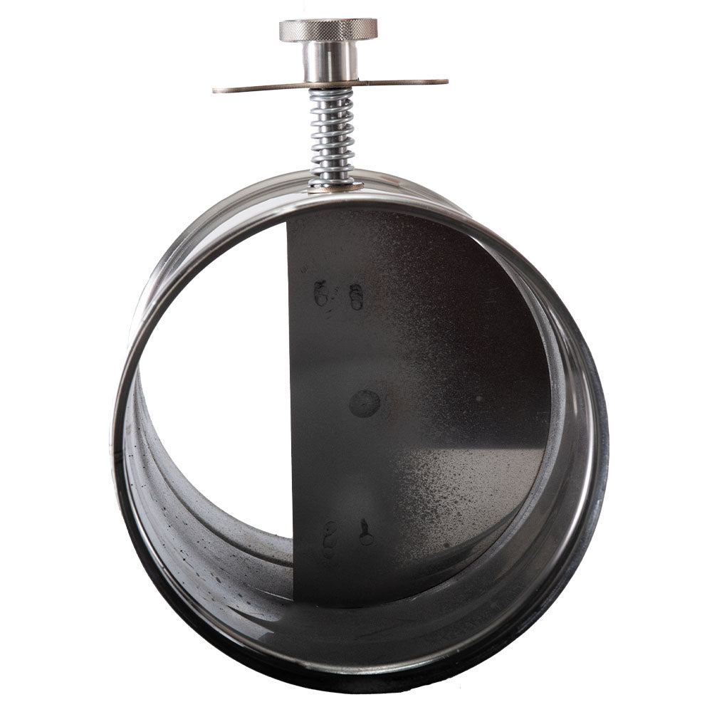 Alfa butterfly valve, stainless damper plate with central stem and dark face