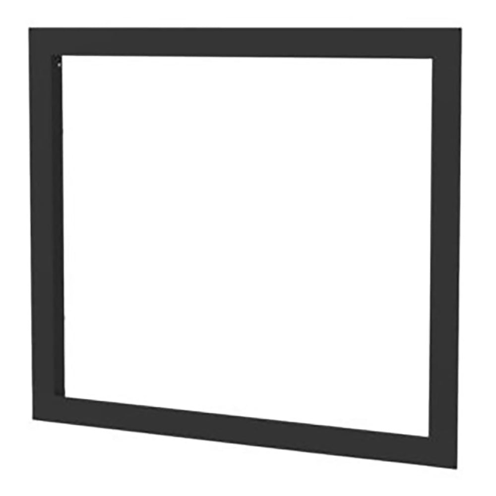 Narrow wood insert faceplate, rectangular dark metal frame with open center