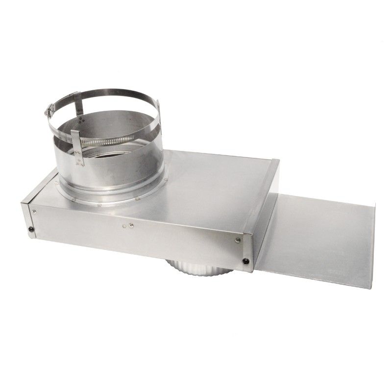 Osburn metal offset chimney liner adaptor with round flue collar and rectangular mounting plate