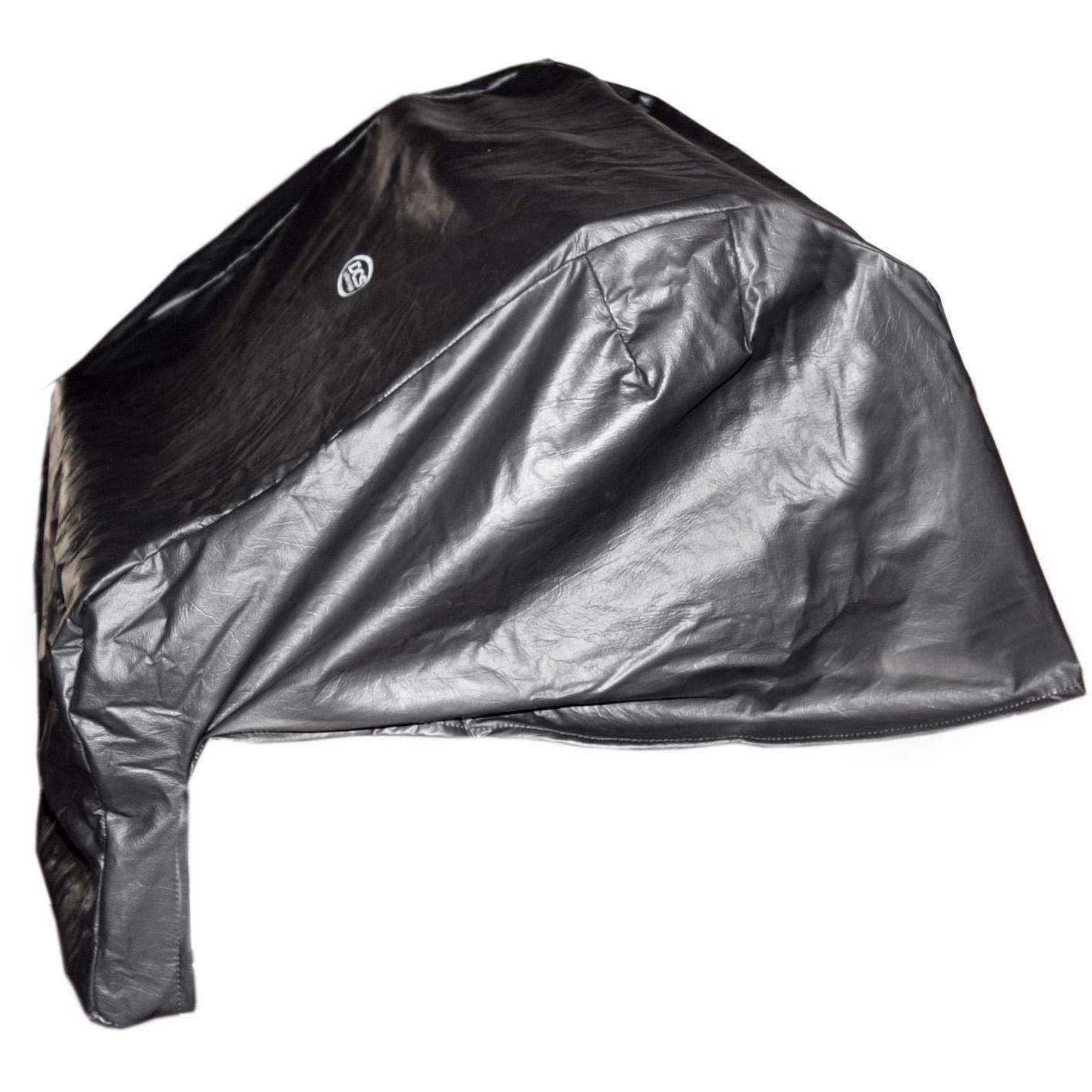 DCS built-in vinyl grill cover, black with DCS logo and creases