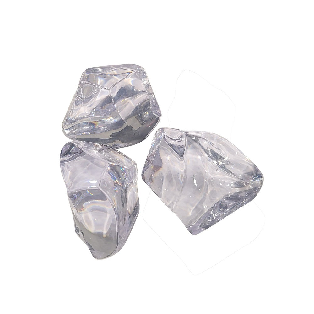 Clear acrylic crystal cubes, three faceted chunky pieces