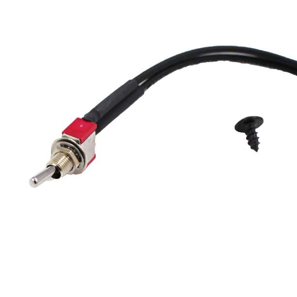 Anti-condensation switch cable with red push terminal and metal threaded socket, black wire
