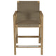 Teak counter height chair with woven fabric seat and backrest, sand.