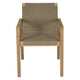 Admiral dining chair straight-on with sand woven upholstery and teak legs