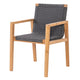 Admiral dining chair with charcoal woven seat and back, teak frame and arms