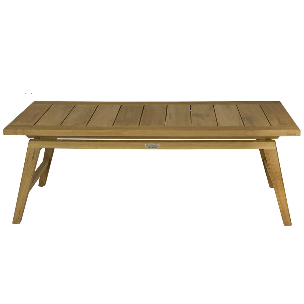 Teak coffee table with slatted top and tapered legs