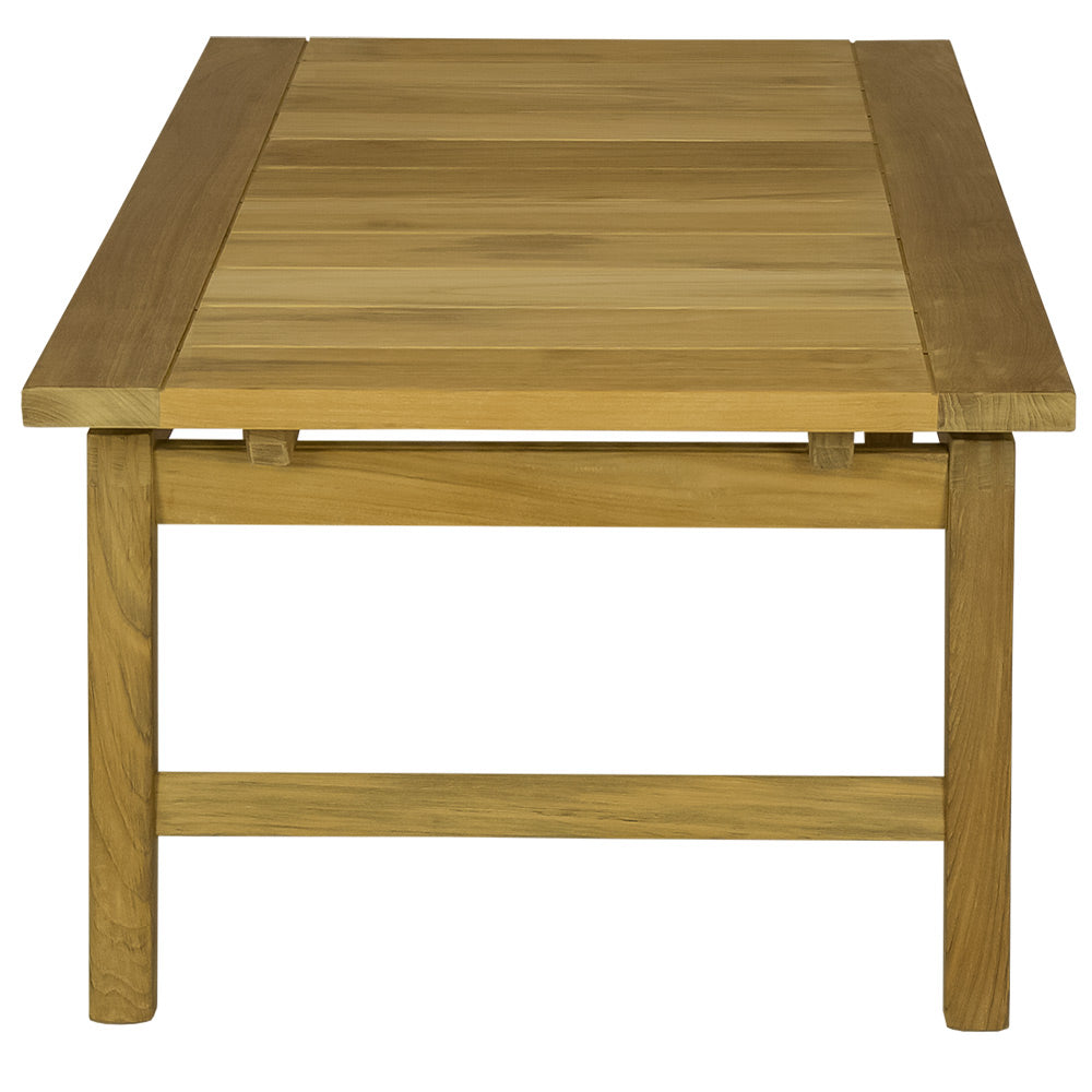 Teak coffee table with slatted top and lower shelf
