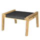 Teak ottoman with dark charcoal woven cushion and wooden frame
