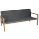 Teak loveseat sofa with charcoal woven seat and back cushions