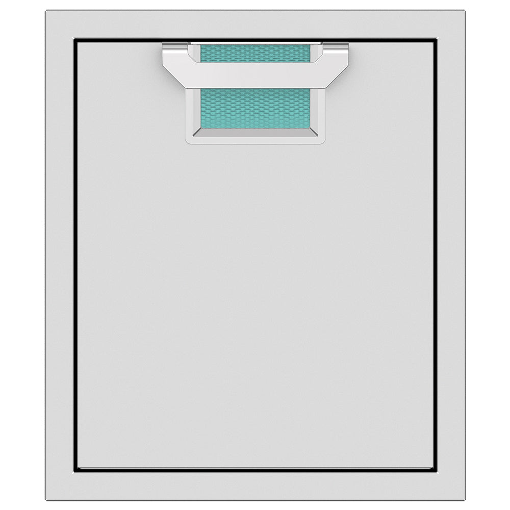 Single access door with recessed mesh opening and green textured insert