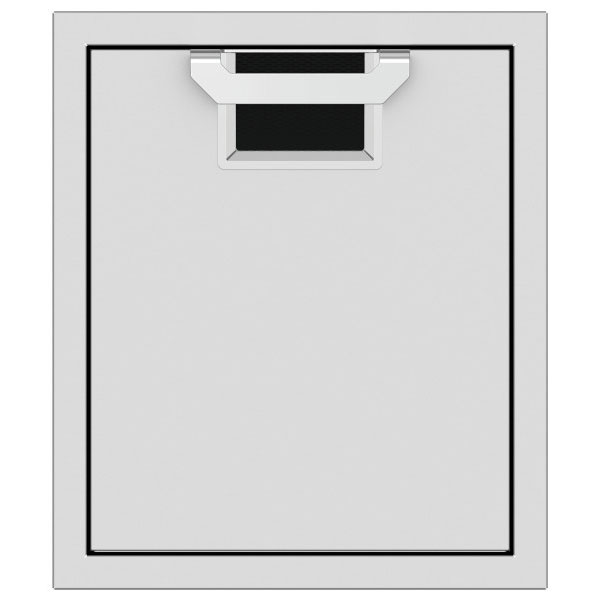 Single access door with recessed mesh opening and dark textured insert