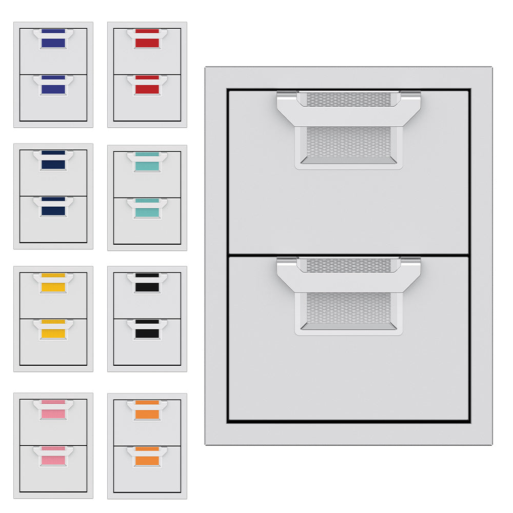 Double storage drawers color options panel, showing multiple drawer color finishes