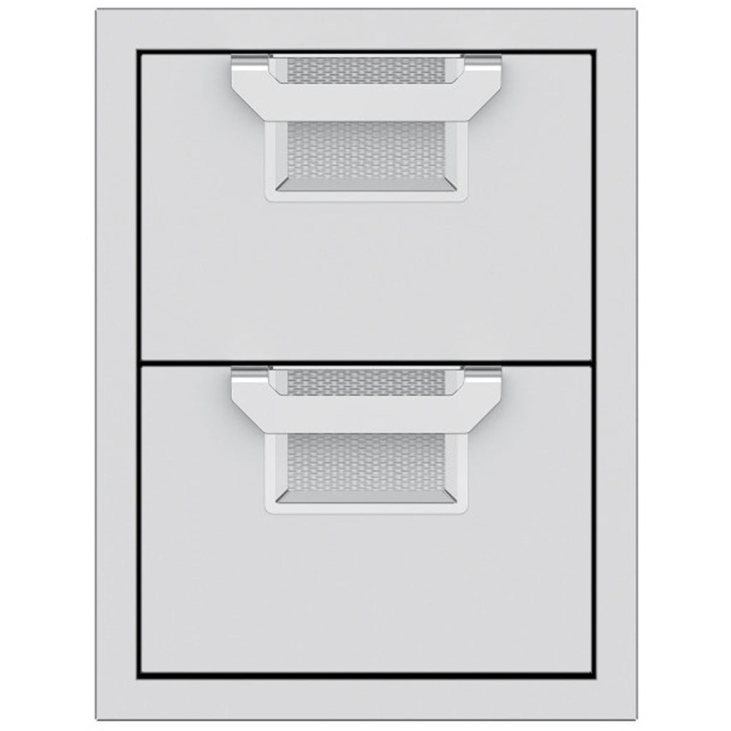 Double storage drawers with two front panels and two open pull-out bins