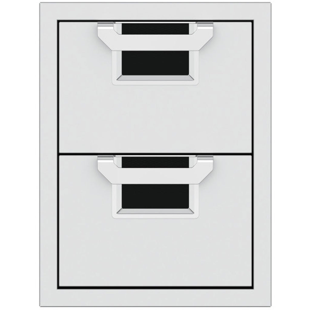 Double storage drawers with two open bins and black insert panels