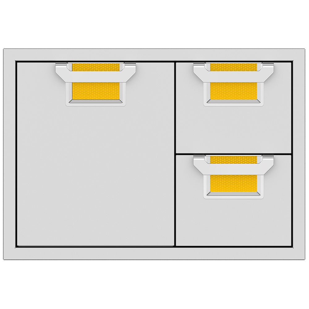 Built-in stainless steel storage door and two drawers, 30-inch appliance combo