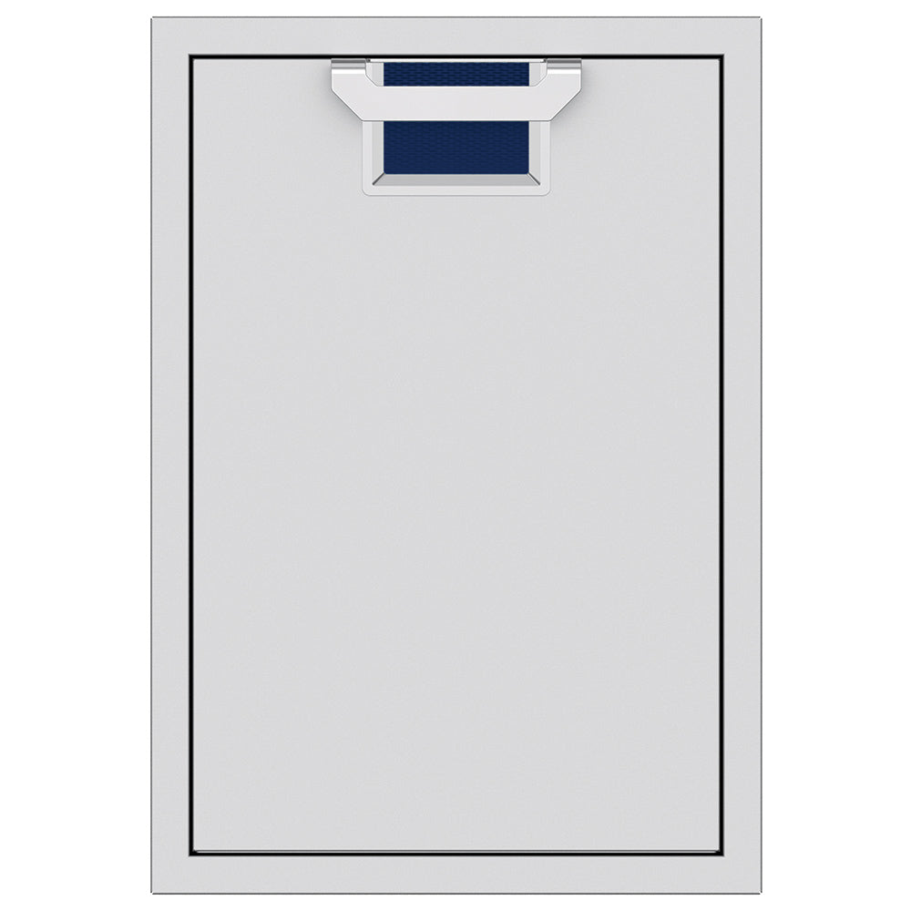 Trash storage drawer with blue mesh bin insert