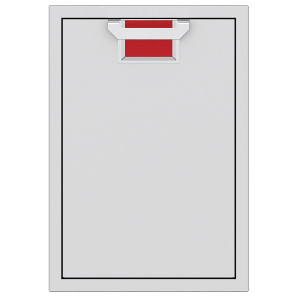 Trash storage drawer with red mesh bin insert