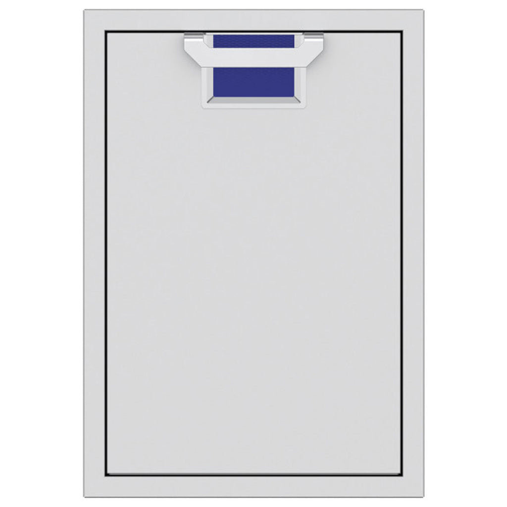 Trash storage drawer with dark blue mesh bin insert