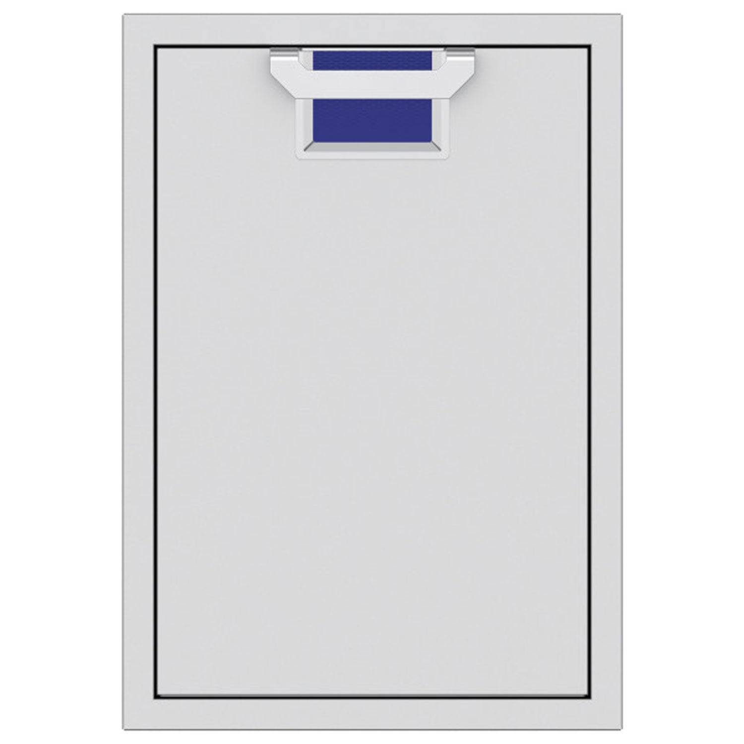 Trash storage drawer with dark blue mesh bin insert