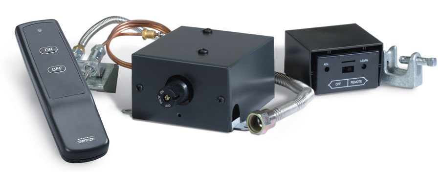 Gas valve control module with manual on/off remote and metal fittings