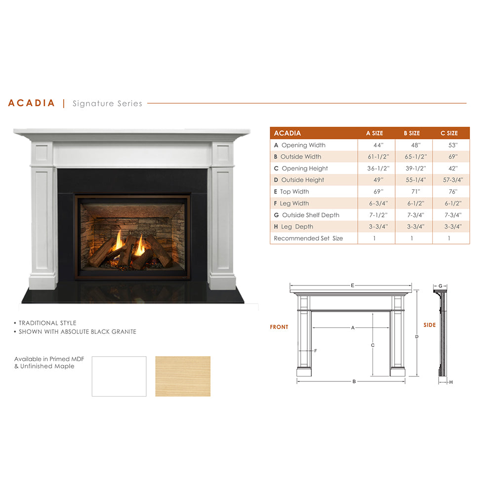Majestic Sovereign 42-Inch Wood Burning Fireplace with Acadia Flush Mantel