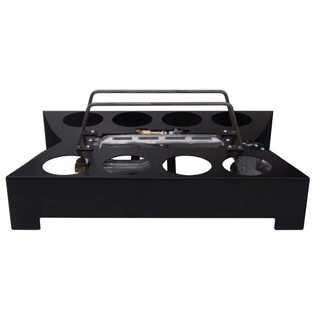 Ventless 20-inch burner kit with black burner box and three round burner openings