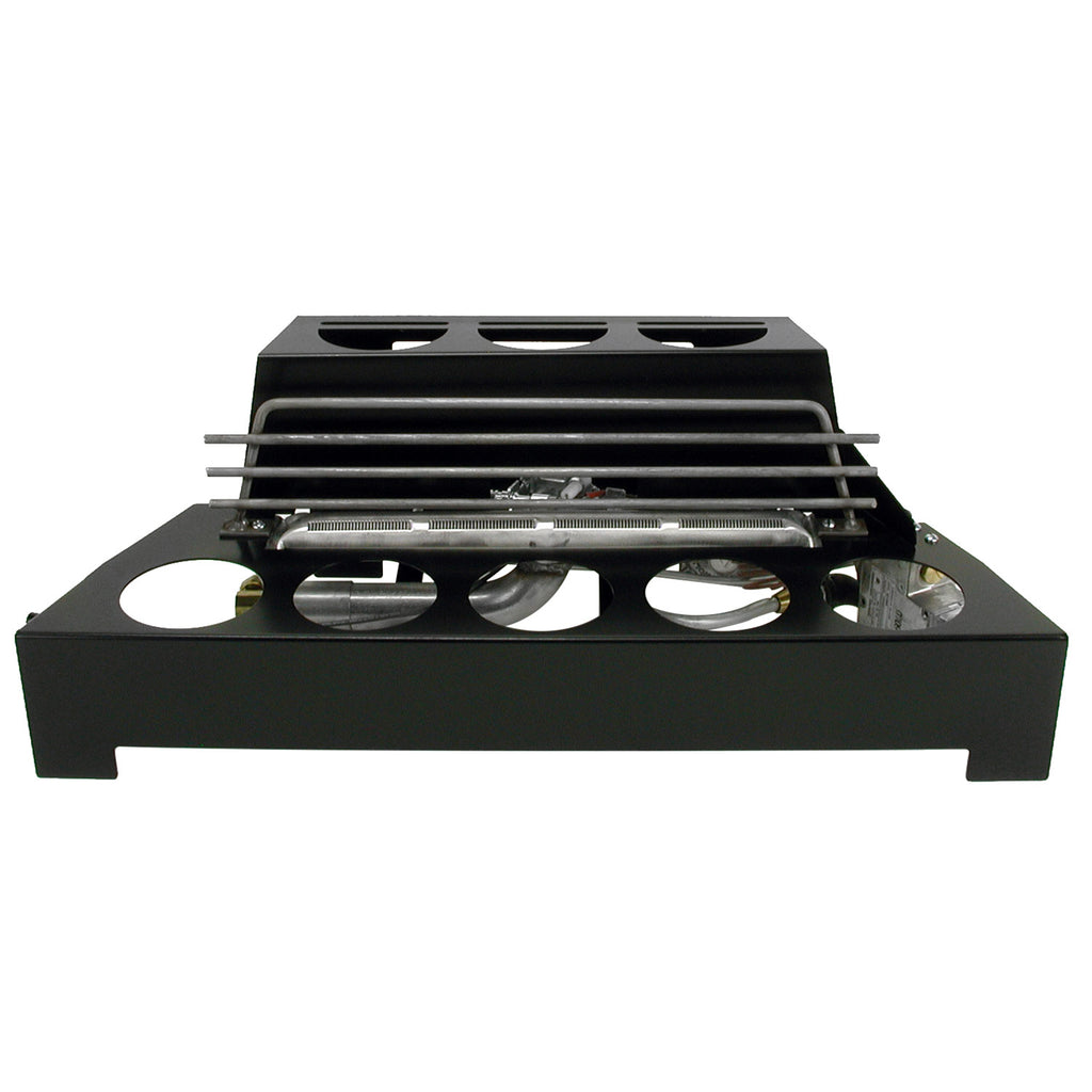 24-inch ventless burner kit with black burner base and stainless burner bars