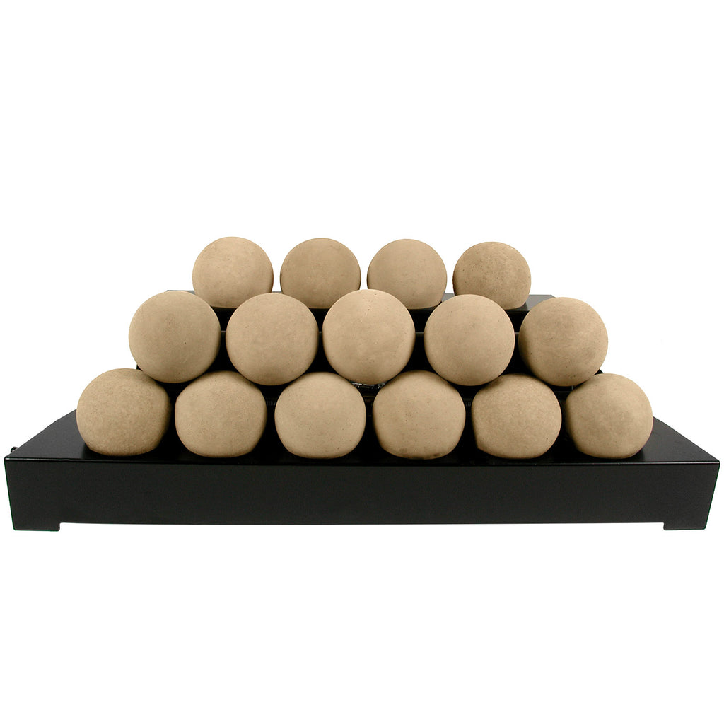 Ventless burner kit with black tray and beige fireballs