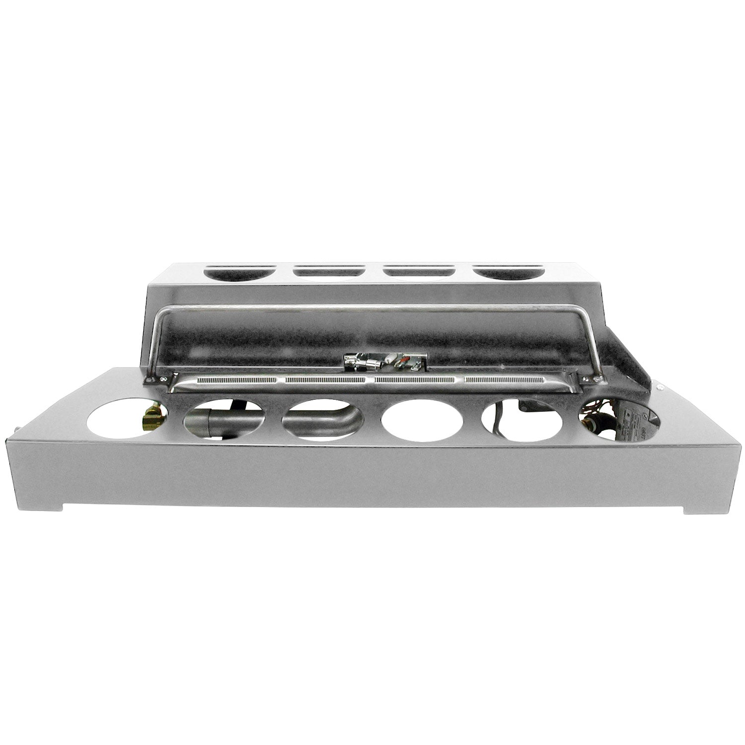 Stainless steel ventless burner kit with control openings