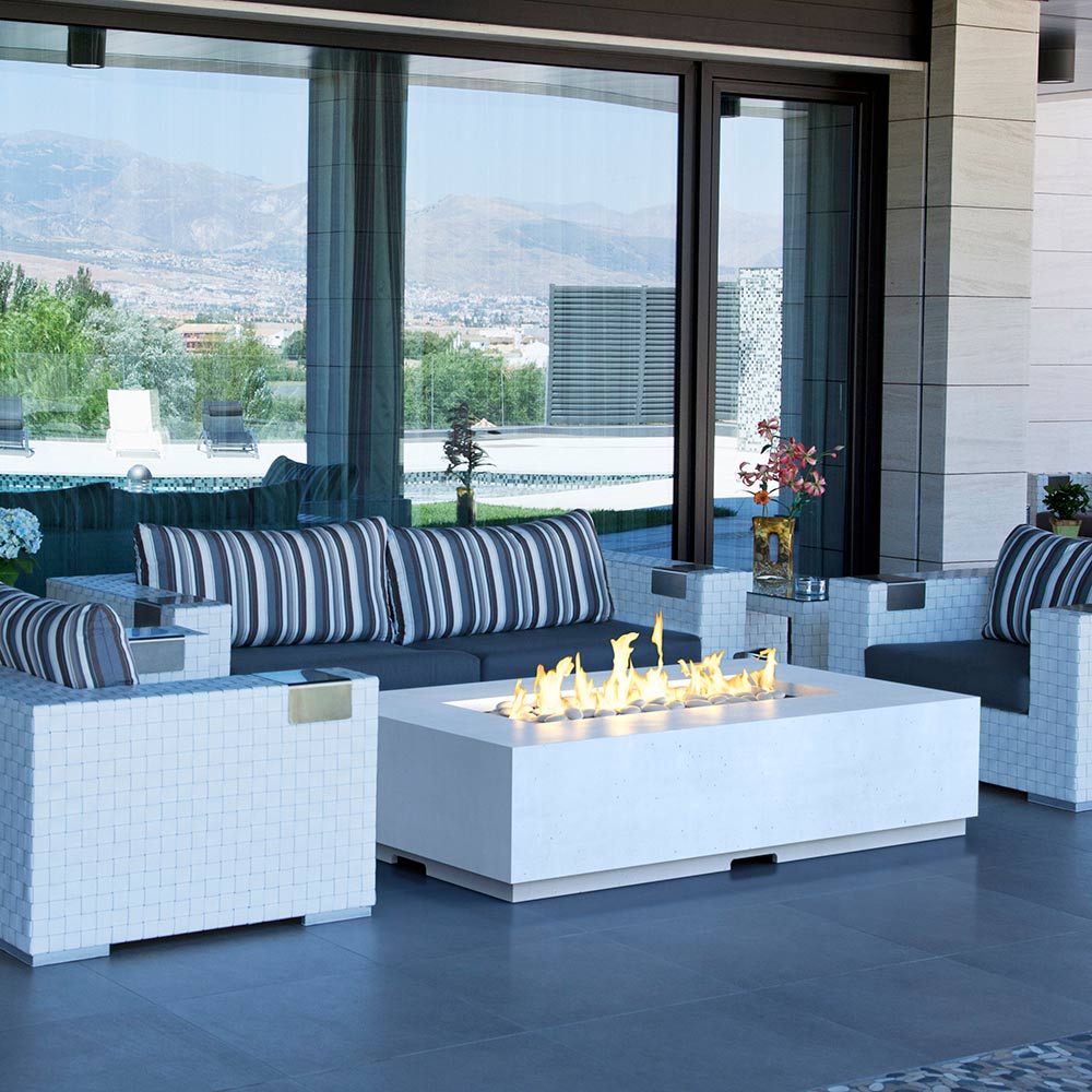 American Fyre Designs Legend 60-Inch Rectangular GFRC Chat Height Gas Fire Table