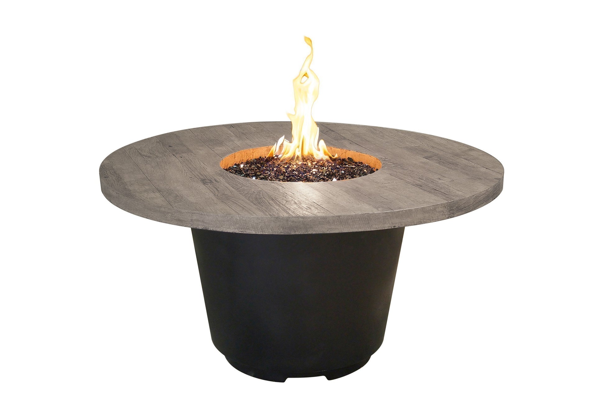 American Fyre Designs Cosmopolitan 48-Inch Round Reclaimed Wood Chat Height Fire Table
