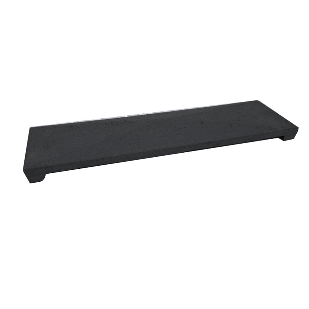 Textured fireplace vent cap in dark black with side supports