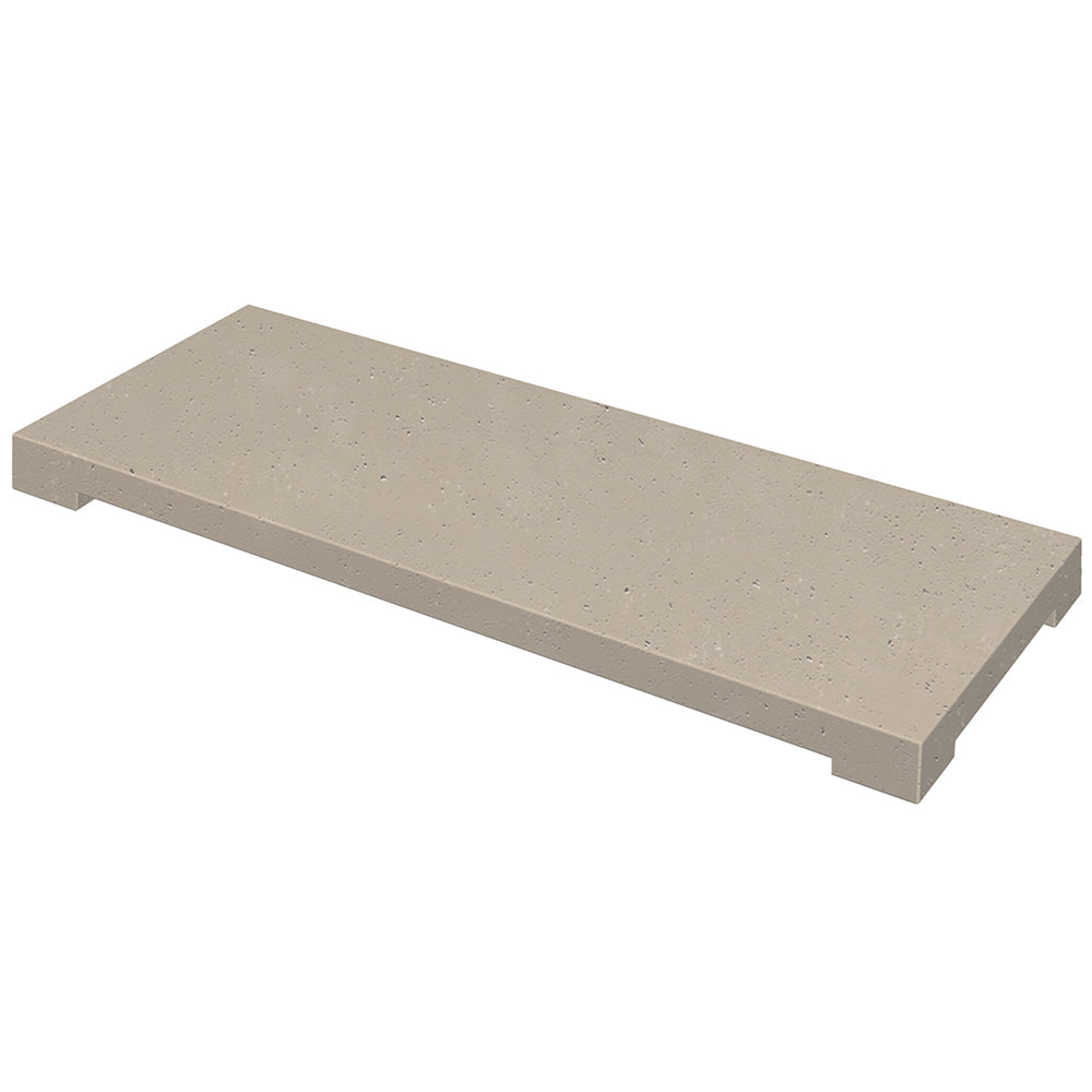 Rectangular burner cover with textured stone-look finish and corner cutout tabs