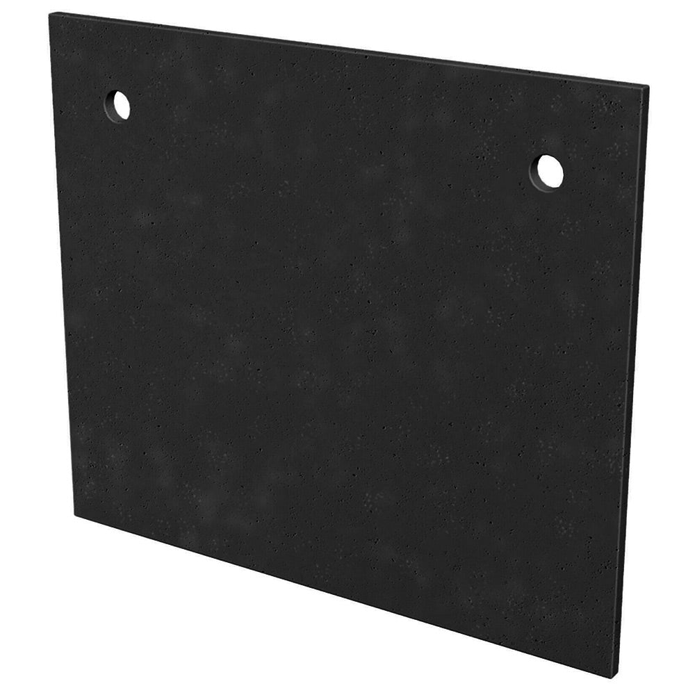 Fireplace protector plate, textured black finish with two round holes