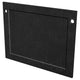 Fireplace protector plate with rectangular opening, textured black finish, two mounting holes