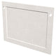 Fireplace protector plate with rectangular opening, textured white finish, two mounting holes