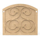 Fireplace protector plate, textured beige arched panel with four circular medallions